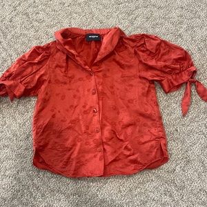 The Kooples | Red puff sleeve top